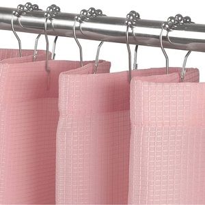 Pink waffle weave water resistant spa quality shower curtain